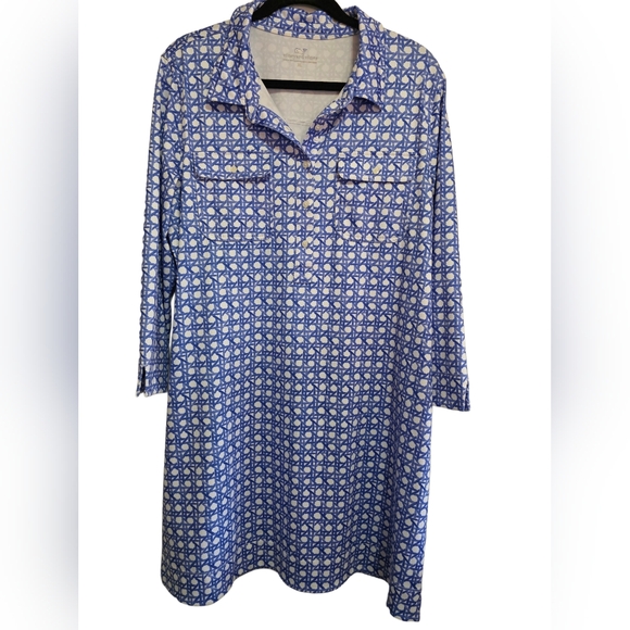 Vineyard Vines UPF RATTAN MARGO SHIRT DRESS MARLIN Size XL - Picture 2 of 11
